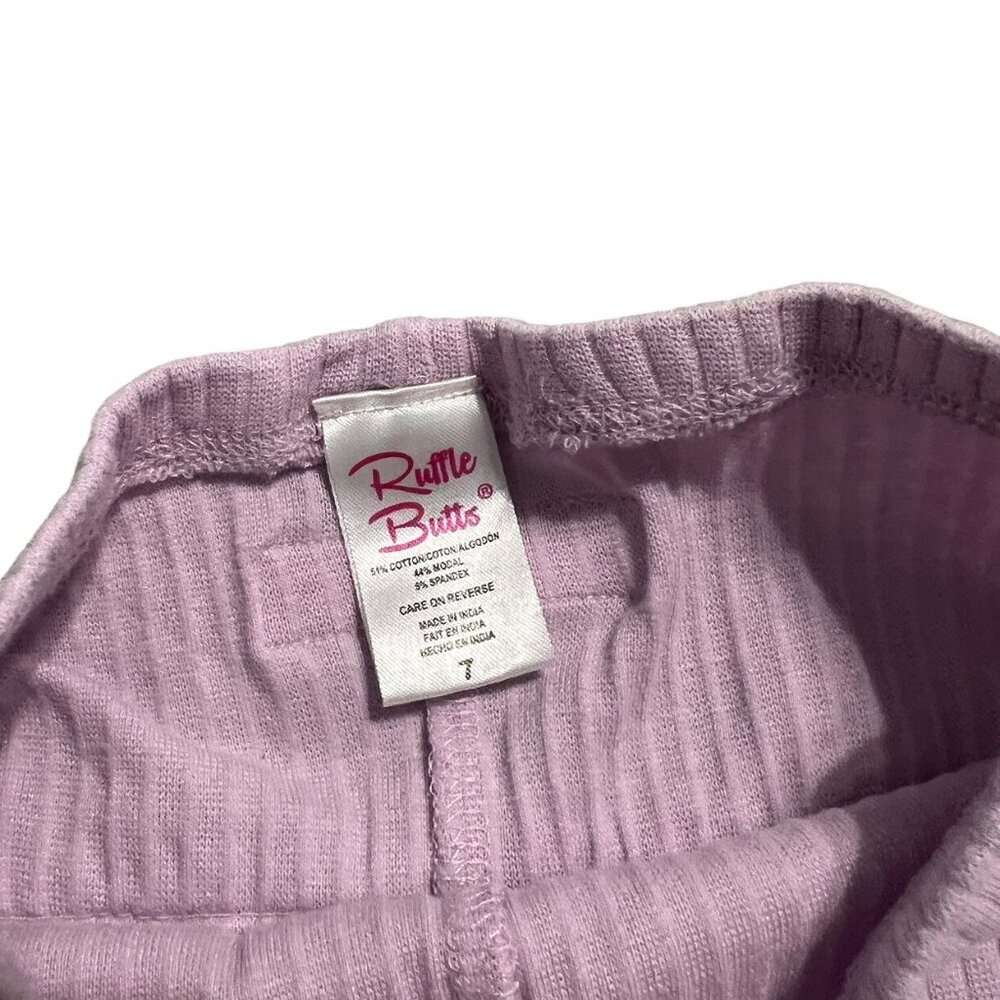 RuffleButts 7Y Lilac Ribbed Ruffles Pajamas Set - Picture 6 of 7